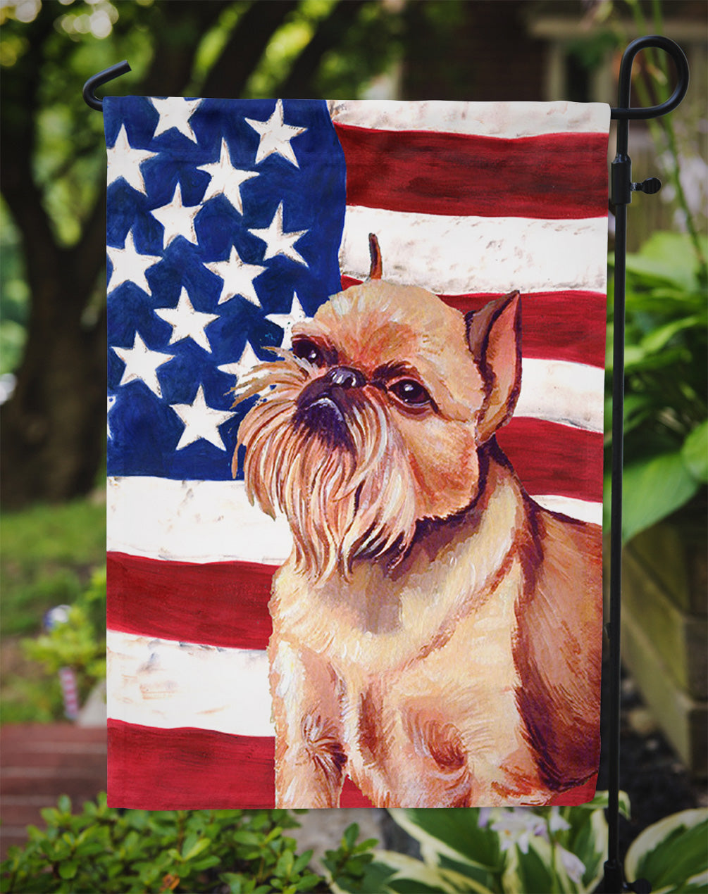 USA American Flag with Brussels Griffon Garden Flag Mailbox Decorative Yard Banner Outside Patio Artwork for Flower Beds, Garden Size, Multicolor