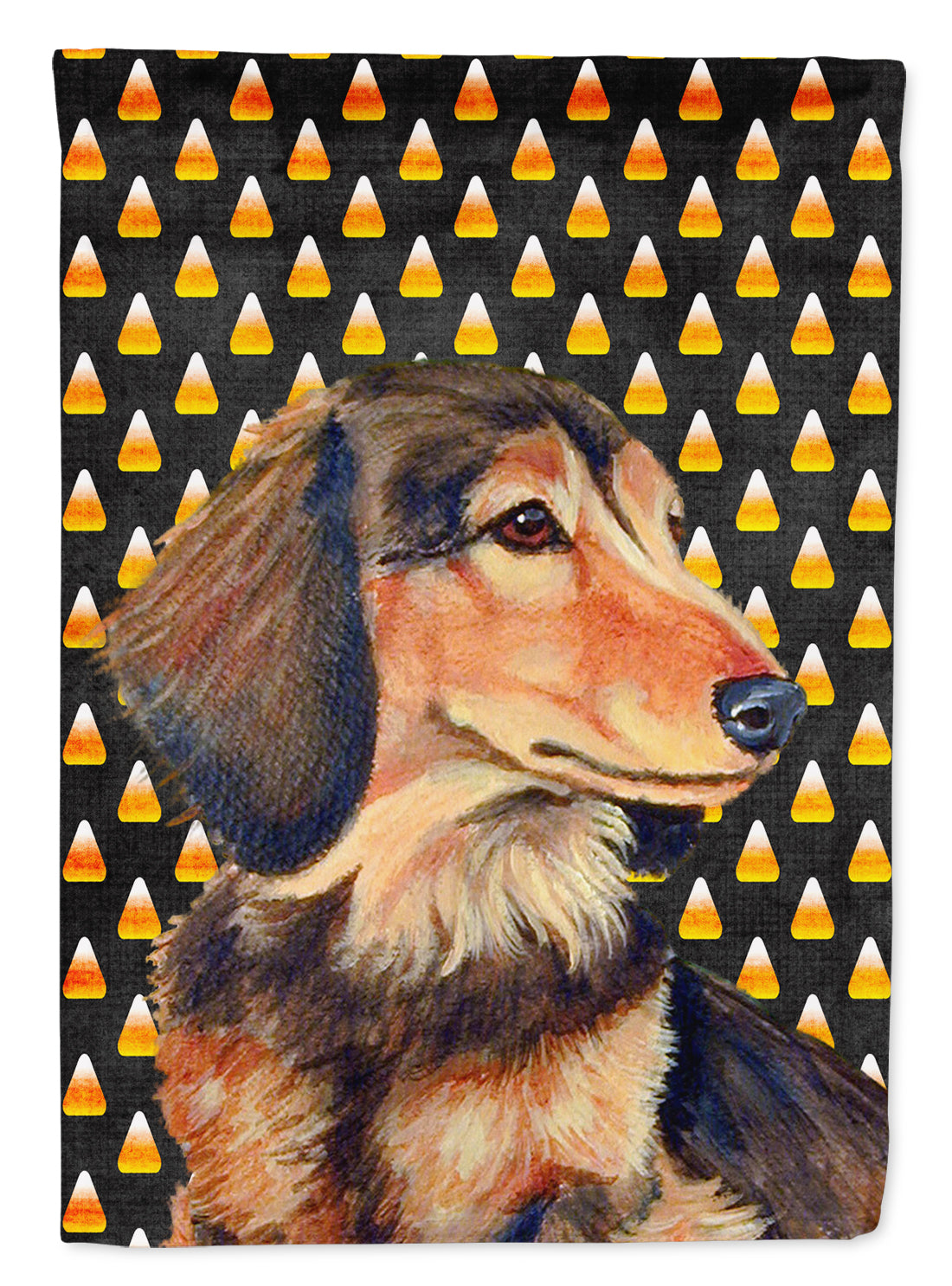 Dachshund Candy Corn Halloween Portrait Garden Flag Mailbox Decorative Yard Banner Outside Patio Artwork for Flower Beds, Garden Size, Multicolor