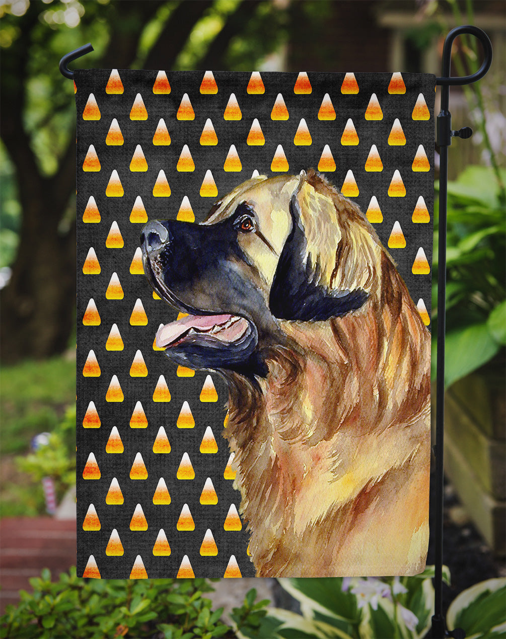 Leonberger Candy Corn Halloween Portrait Garden Flag Mailbox Decorative Yard Banner Outside Patio Artwork for Flower Beds, Garden Size, Multicolor