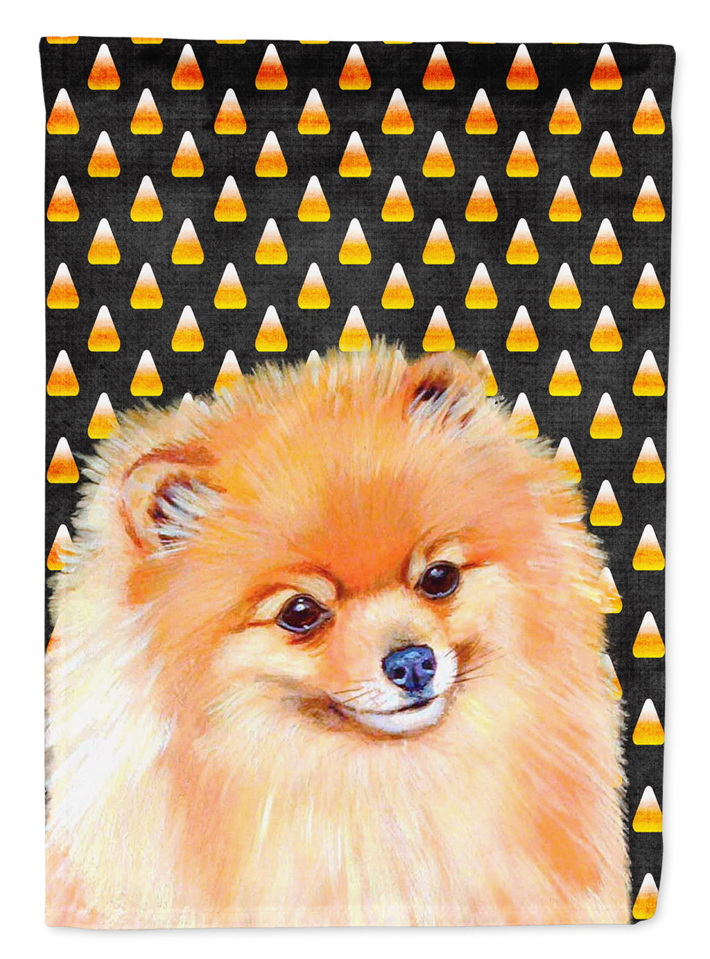 Pomeranian Candy Corn Halloween Portrait Garden Flag Mailbox Decorative Yard Banner Outside Patio Artwork for Flower Beds, Garden Size, Multicolor