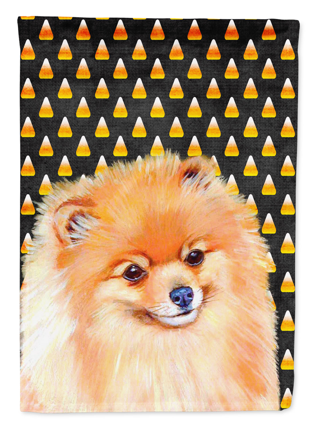 Pomeranian Candy Corn Halloween Portrait Garden Flag Mailbox Decorative Yard Banner Outside Patio Artwork for Flower Beds, Garden Size, Multicolor
