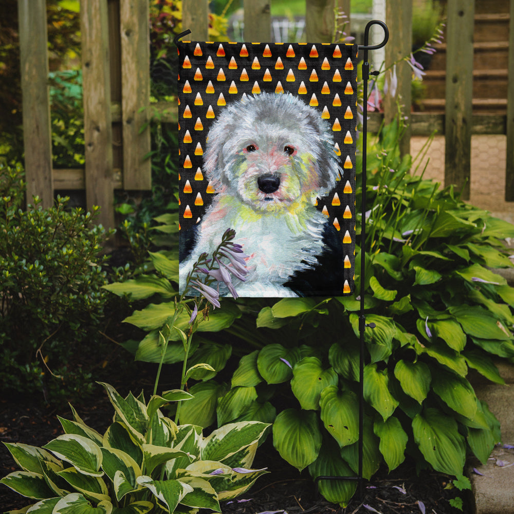 Old English Sheepdog Candy Corn Halloween Portrait Garden Flag Mailbox Decorative Yard Banner Outside Patio Artwork for Flower Beds, Garden Size, Multicolor