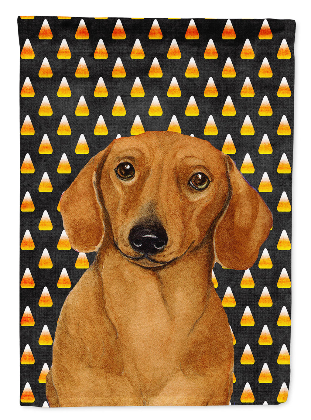 Dachshund Candy Corn Halloween Portrait Garden Flag Mailbox Decorative Yard Banner Outside Patio Artwork for Flower Beds, Garden Size, Multicolor