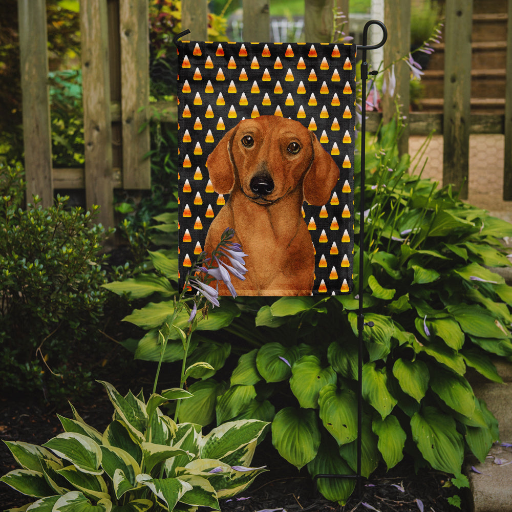 Dachshund Candy Corn Halloween Portrait Garden Flag Mailbox Decorative Yard Banner Outside Patio Artwork for Flower Beds, Garden Size, Multicolor