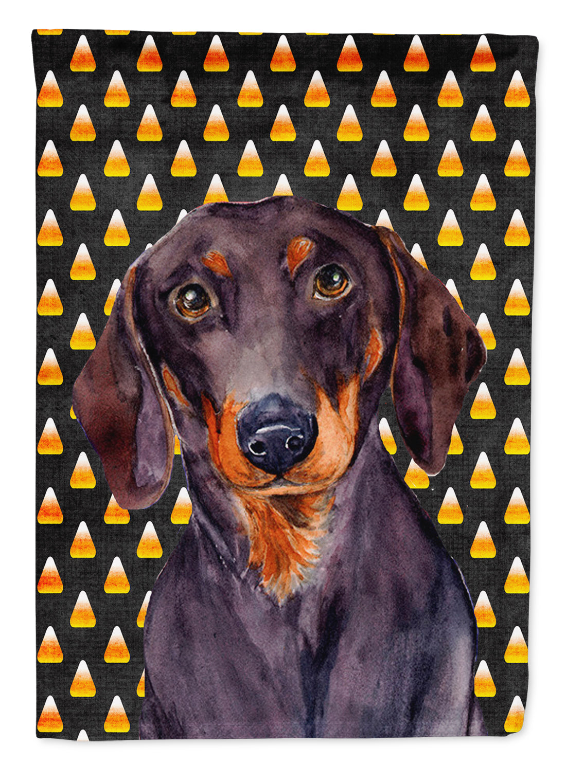 Dachshund Candy Corn Halloween Portrait Garden Flag Mailbox Decorative Yard Banner Outside Patio Artwork for Flower Beds, Garden Size, Multicolor