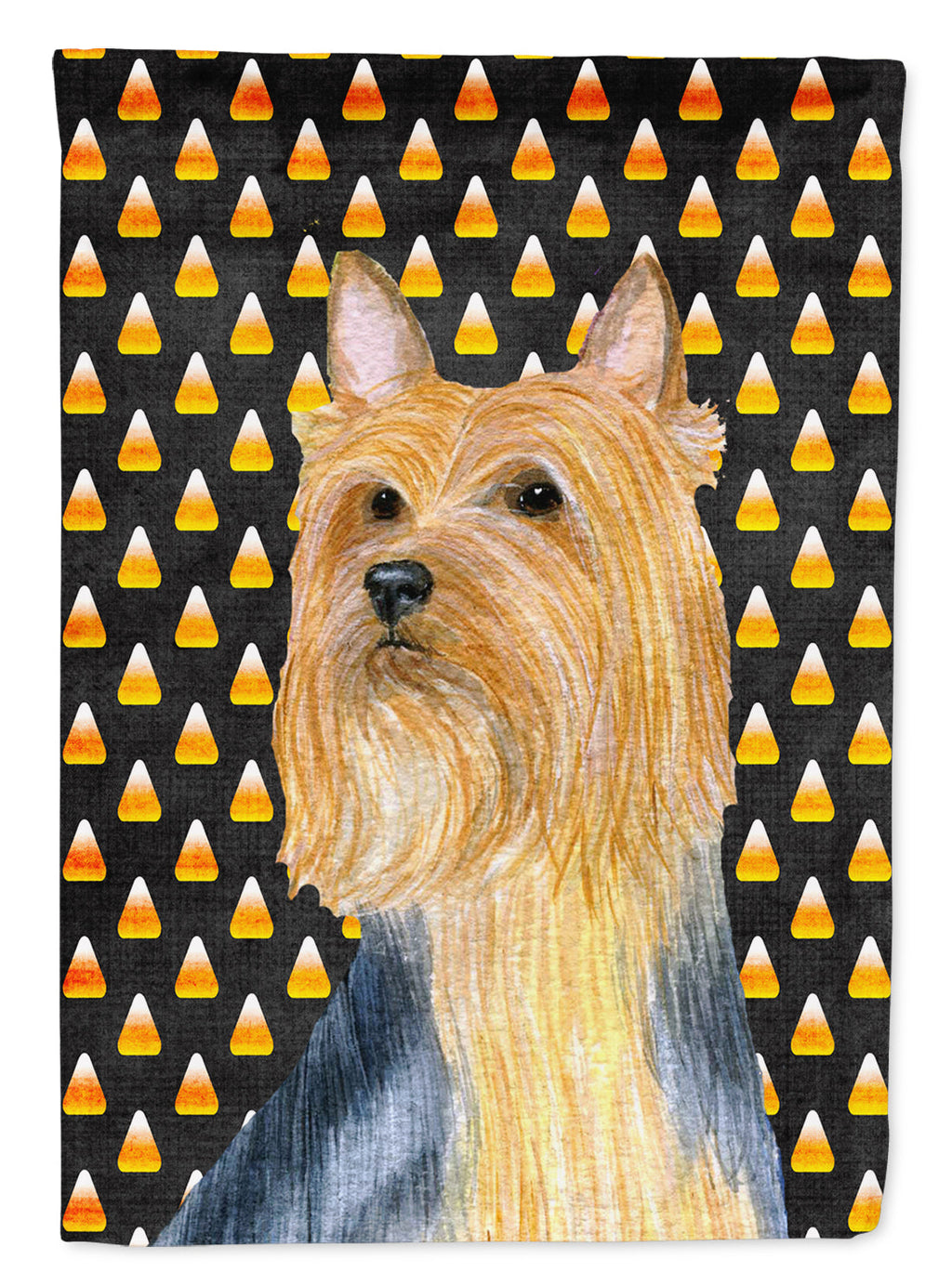 Silky Terrier Candy Corn Halloween Portrait Garden Flag Mailbox Decorative Yard Banner Outside Patio Artwork for Flower Beds, Garden Size, Multicolor