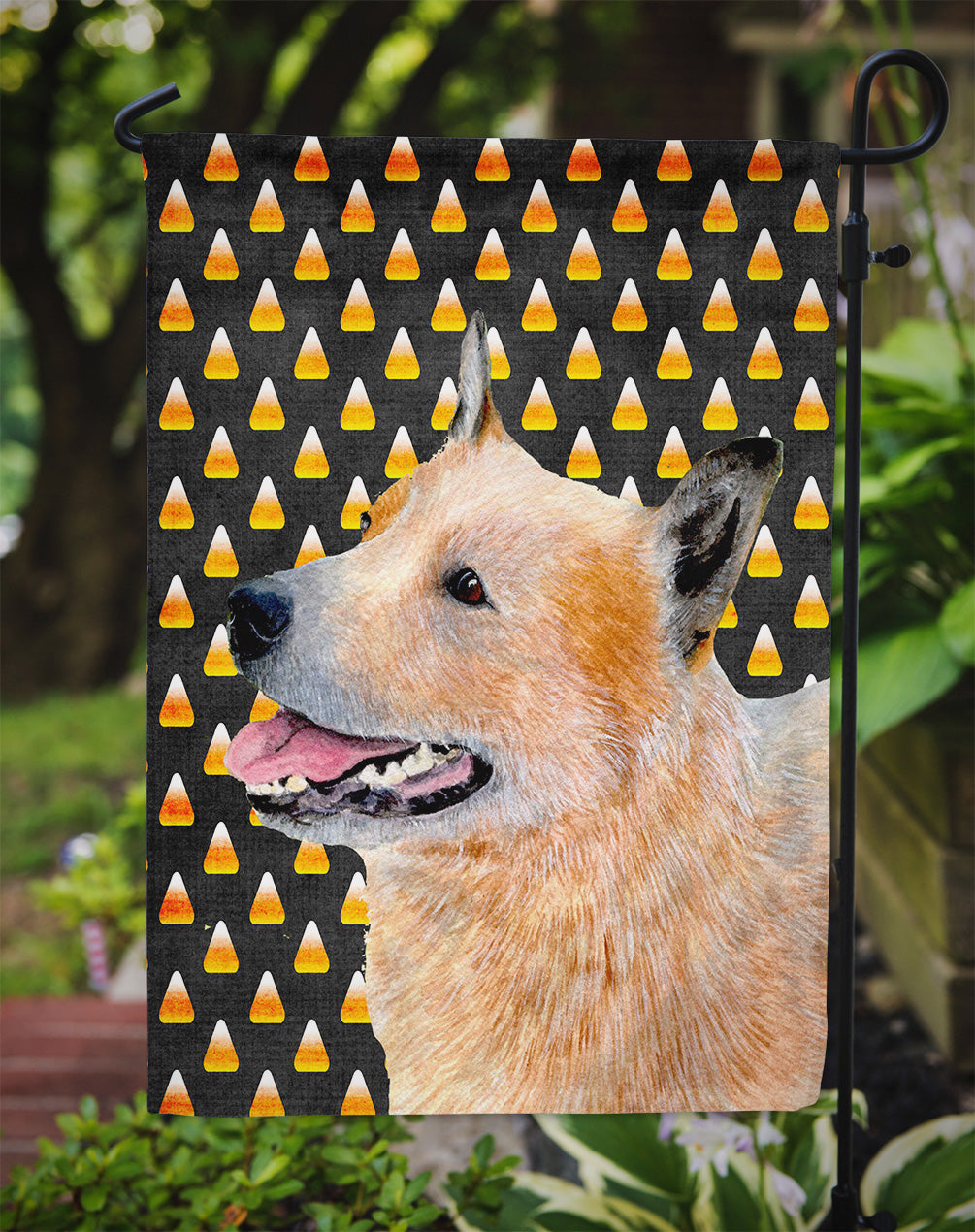 Australian Cattle Dog Candy Corn Halloween Portrait Garden Flag Mailbox Decorative Yard Banner Outside Patio Artwork for Flower Beds, Garden Size, Multicolor