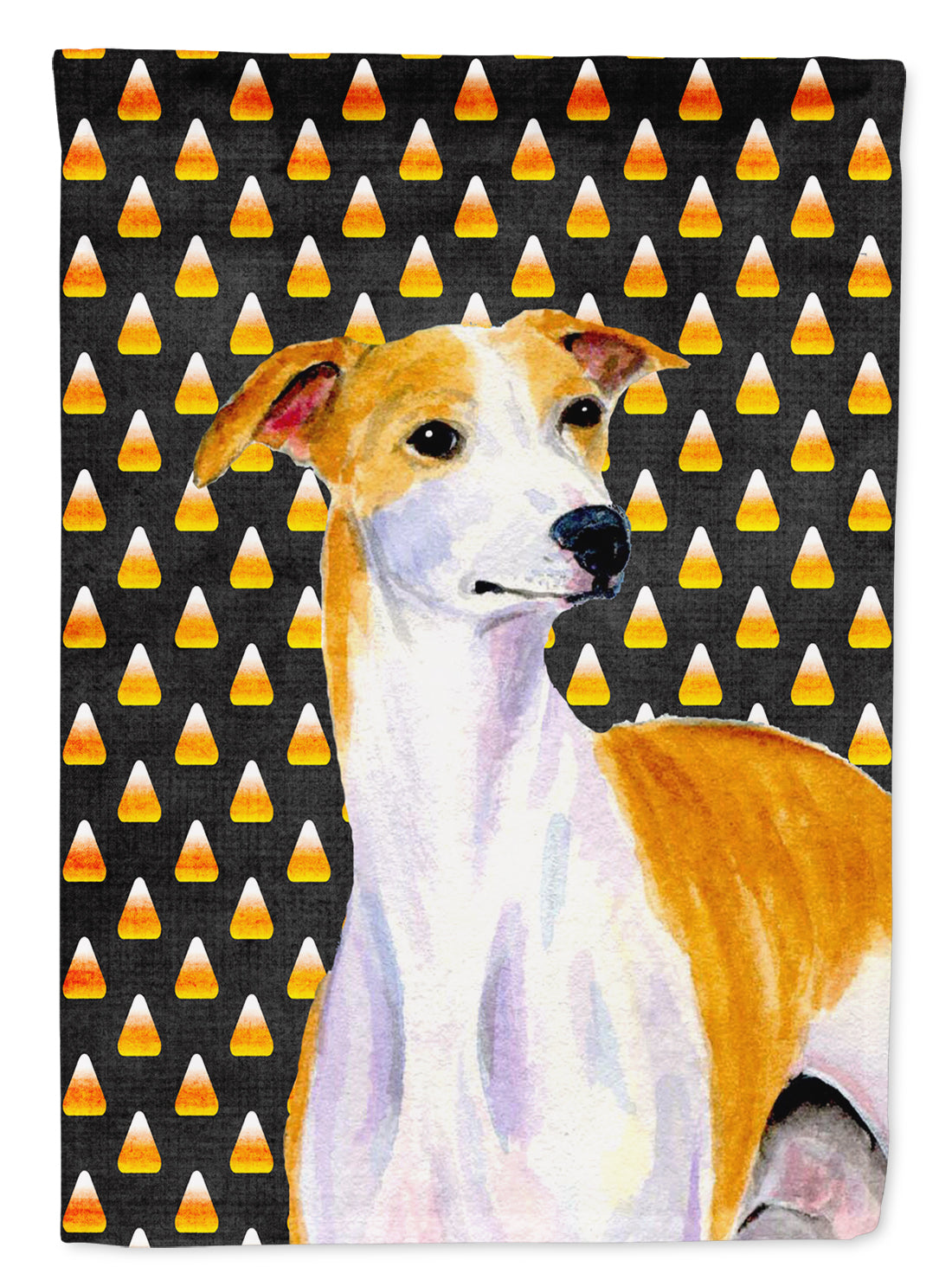 Whippet Candy Corn Halloween Portrait Garden Flag Mailbox Decorative Yard Banner Outside Patio Artwork for Flower Beds, Garden Size, Multicolor