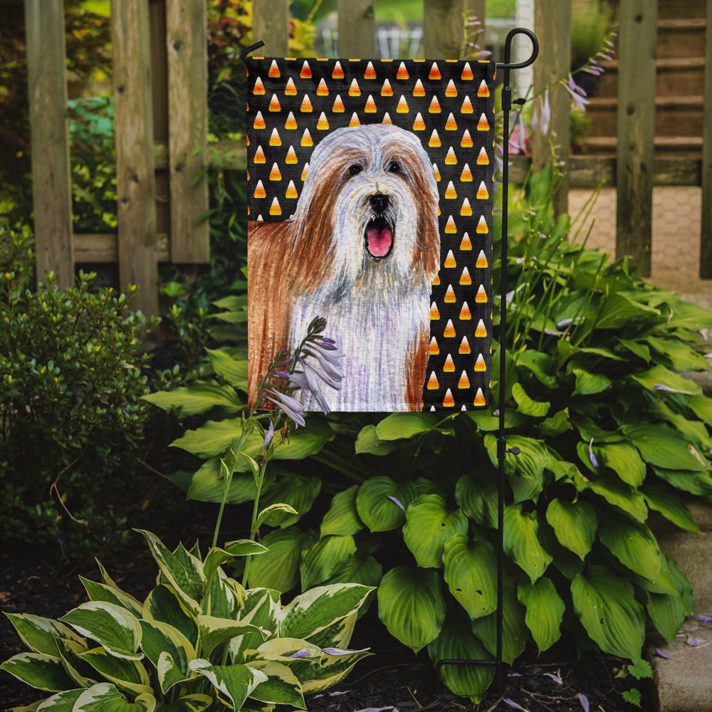 Bearded Collie Candy Corn Halloween Portrait Garden Flag Mailbox Decorative Yard Banner Outside Patio Artwork for Flower Beds, Garden Size, Multicolor