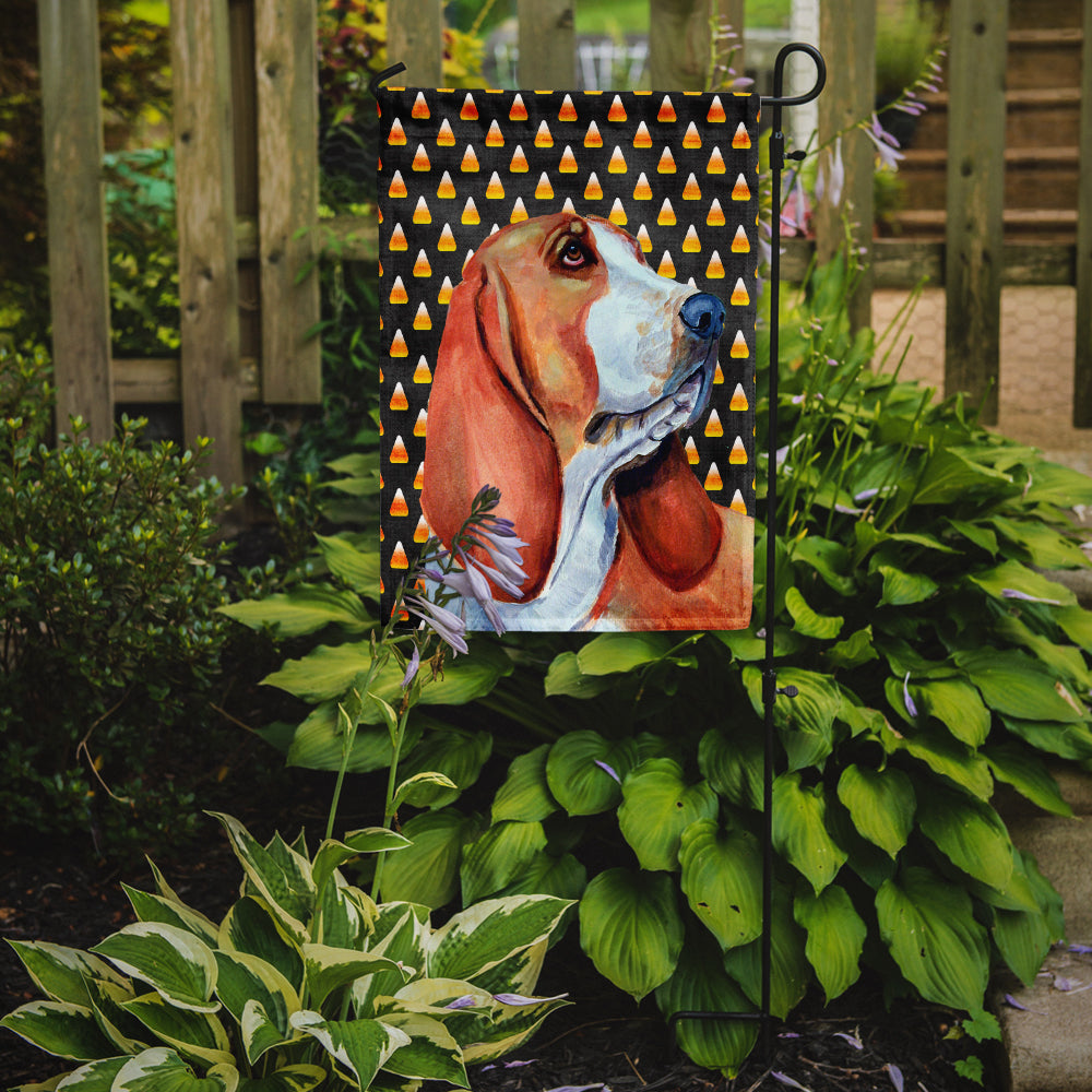Basset Hound Candy Corn Halloween Portrait Garden Flag Mailbox Decorative Yard Banner Outside Patio Artwork for Flower Beds, Garden Size, Multicolor