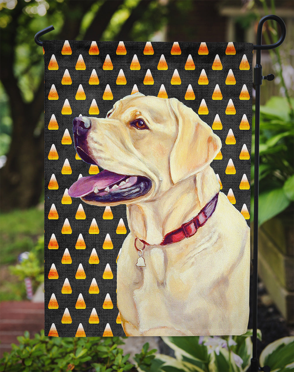 Labrador Yellow Candy Corn Halloween Portrait Garden Flag Mailbox Decorative Yard Banner Outside Patio Artwork for Flower Beds, Garden Size, Multicolor