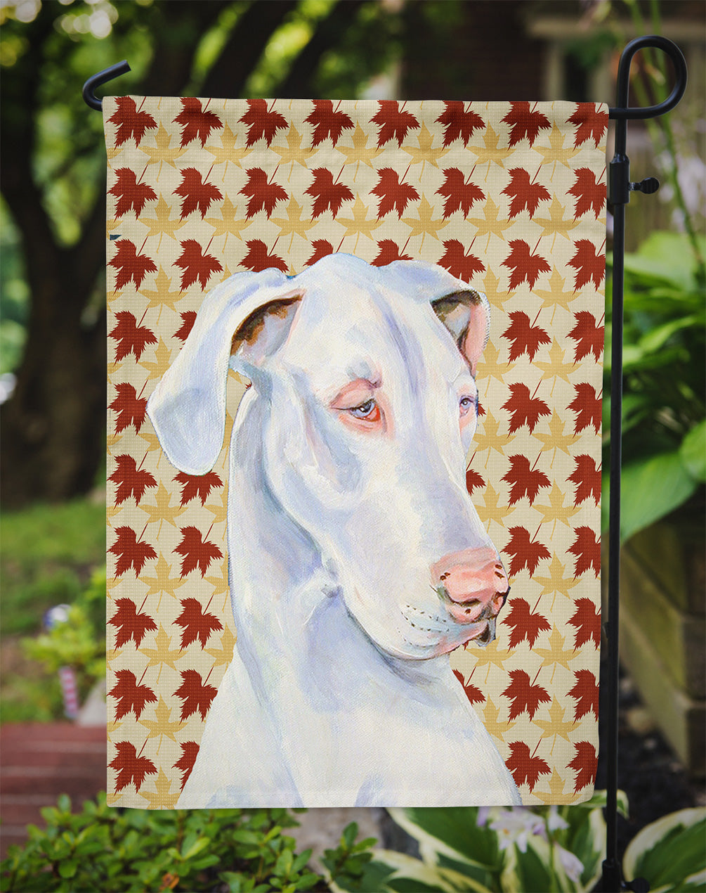 Great Dane Fall Leaves Portrait Garden Flag Mailbox Decorative Yard Banner Outside Patio Artwork for Flower Beds, Garden Size, Multicolor