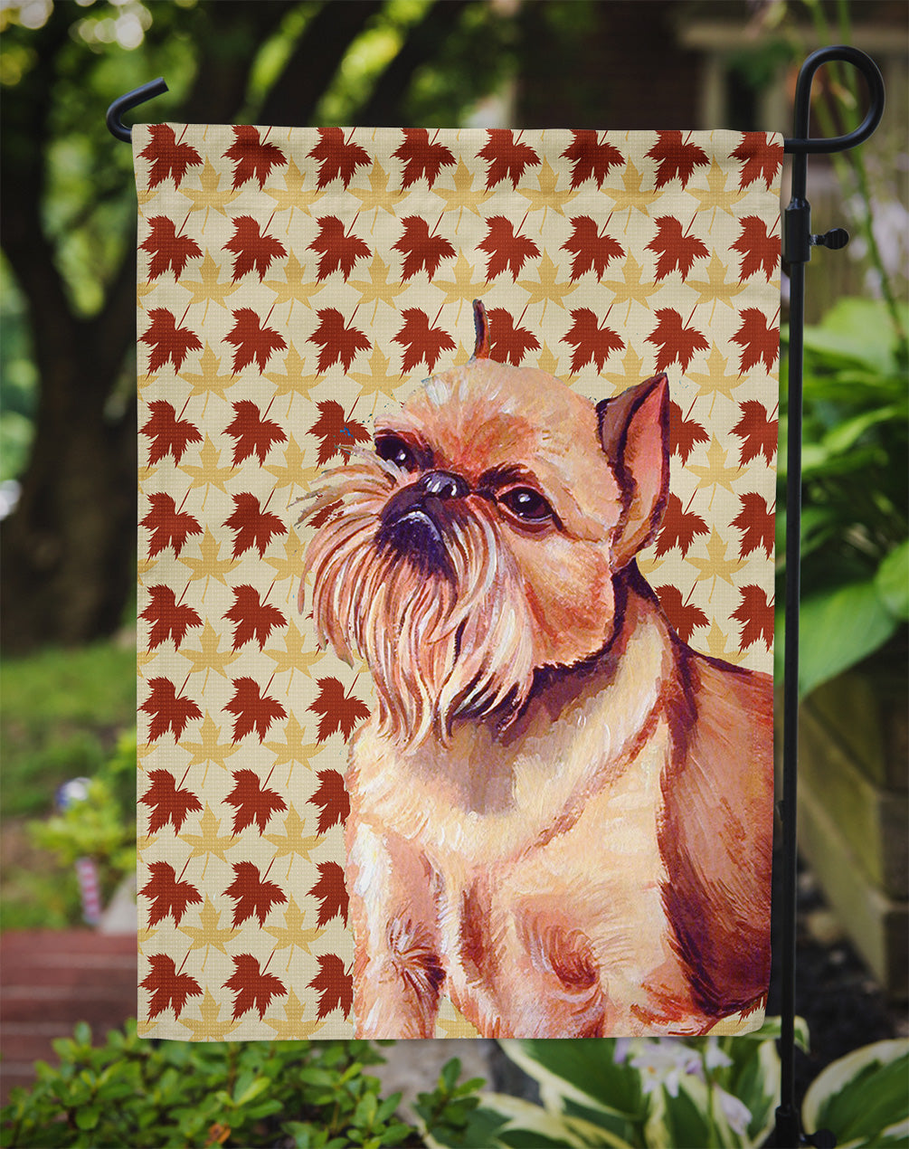 Brussels Griffon Fall Leaves Portrait Garden Flag Mailbox Decorative Yard Banner Outside Patio Artwork for Flower Beds, Garden Size, Multicolor