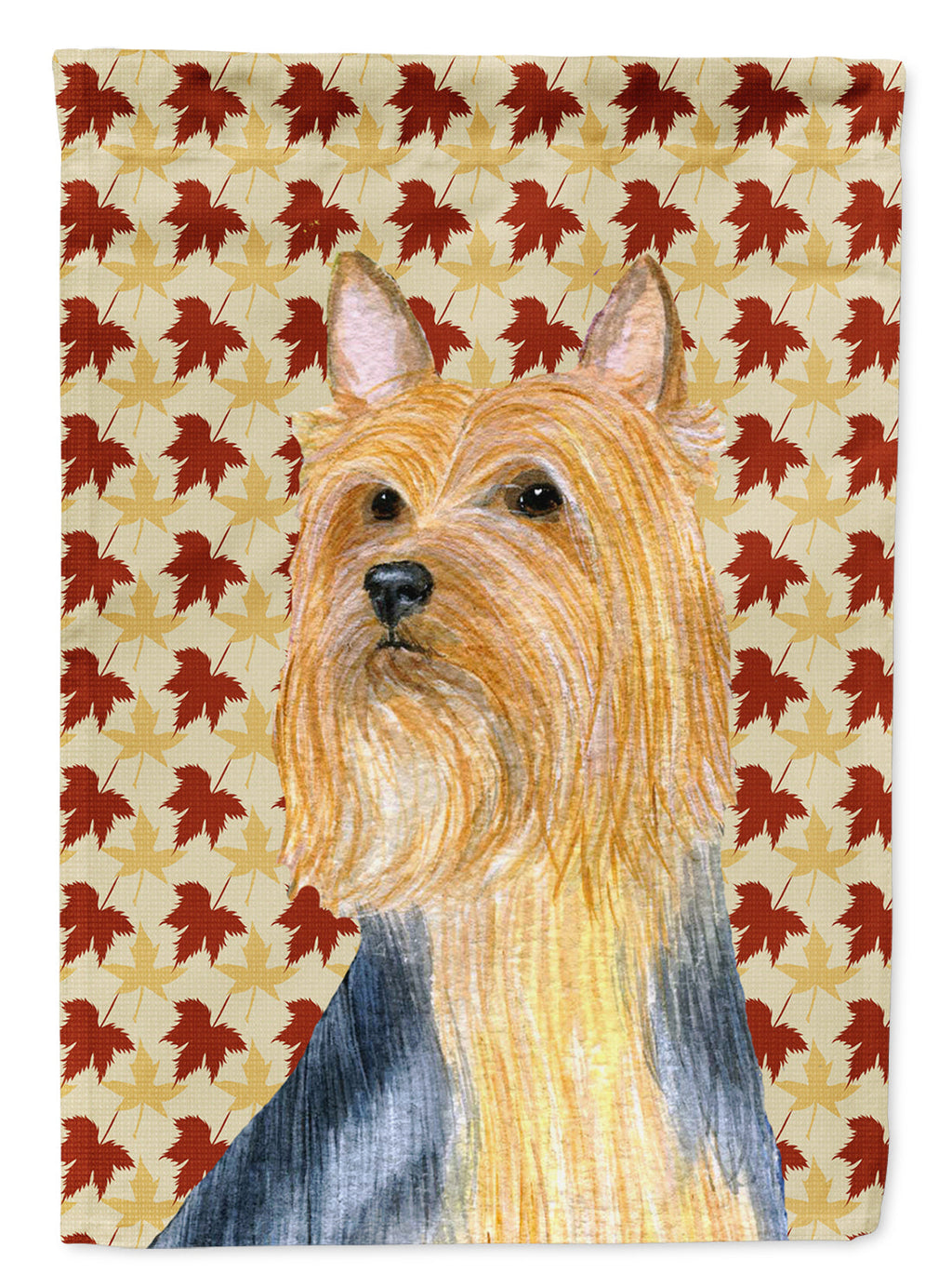 Silky Terrier Fall Leaves Portrait Garden Flag Mailbox Decorative Yard Banner Outside Patio Artwork for Flower Beds, Garden Size, Multicolor
