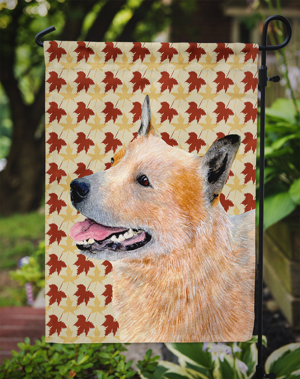 Australian Cattle Dog Fall Leaves Portrait Garden Flag Mailbox Decorative Yard Banner Outside Patio Artwork for Flower Beds, Garden Size, Multicolor