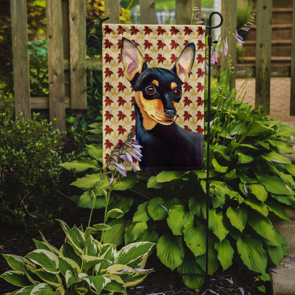 Min Pin Fall Leaves Portrait Garden Flag Mailbox Decorative Yard Banner Outside Patio Artwork for Flower Beds, Garden Size, Multicolor