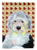 Old English Sheepdog Fall Leaves Portrait Garden Flag Mailbox Decorative Yard Banner Outside Patio Artwork for Flower Beds, Garden Size, Multicolor