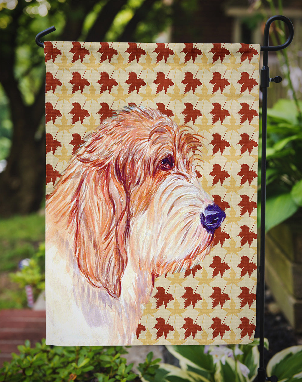 Petit Basset Griffon Vendeen Fall Leaves Portrait Garden Flag Mailbox Decorative Yard Banner Outside Patio Artwork for Flower Beds, Garden Size, Multicolor