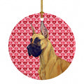Great Dane Hearts Love and Valentine's Day Portrait Ceramic Ornament Christmas Tree Hanging Decorations for Home Christmas Holiday, Party, Gift, 3 in, Multicolor