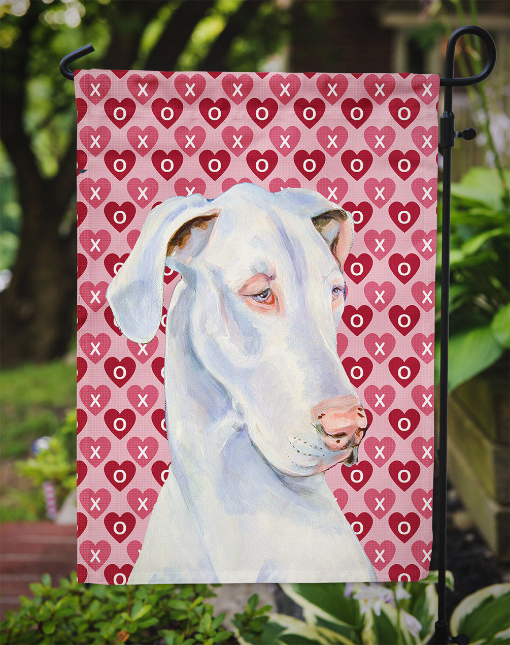 Great Dane Hearts Love and Valentine's Day Portrait Garden Flag Mailbox Decorative Yard Banner Outside Patio Artwork for Flower Beds, Garden Size, Multicolor