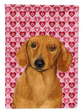 Dachshund Hearts Love and Valentine's Day Portrait Garden Flag Mailbox Decorative Yard Banner Outside Patio Artwork for Flower Beds, Garden Size, Multicolor