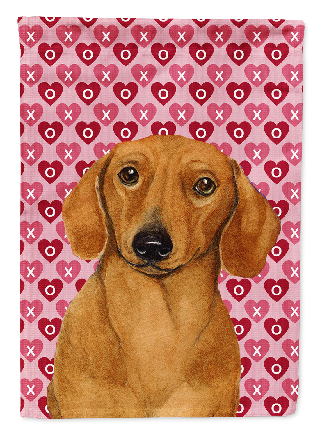 Dachshund Hearts Love and Valentine's Day Portrait Garden Flag Mailbox Decorative Yard Banner Outside Patio Artwork for Flower Beds, Garden Size, Multicolor