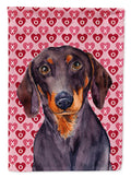 Dachshund Hearts Love and Valentine's Day Portrait Garden Flag Mailbox Decorative Yard Banner Outside Patio Artwork for Flower Beds, Garden Size, Multicolor