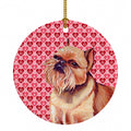 Brussels Griffon Hearts Love and Valentine's Day Portrait Ceramic Ornament Christmas Tree Hanging Decorations for Home Christmas Holiday, Party, Gift, 3 in, Multicolor