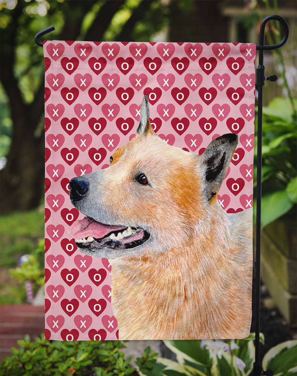 Australian Cattle Dog Hearts Love Valentine's Day Garden Flag Mailbox Decorative Yard Banner Outside Patio Artwork for Flower Beds, Garden Size, Multicolor