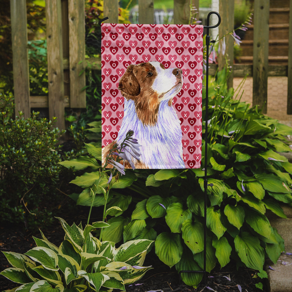 Australian Shepherd Hearts Love Valentine's Day Garden Flag Mailbox Decorative Yard Banner Outside Patio Artwork for Flower Beds, Garden Size, Multicolor