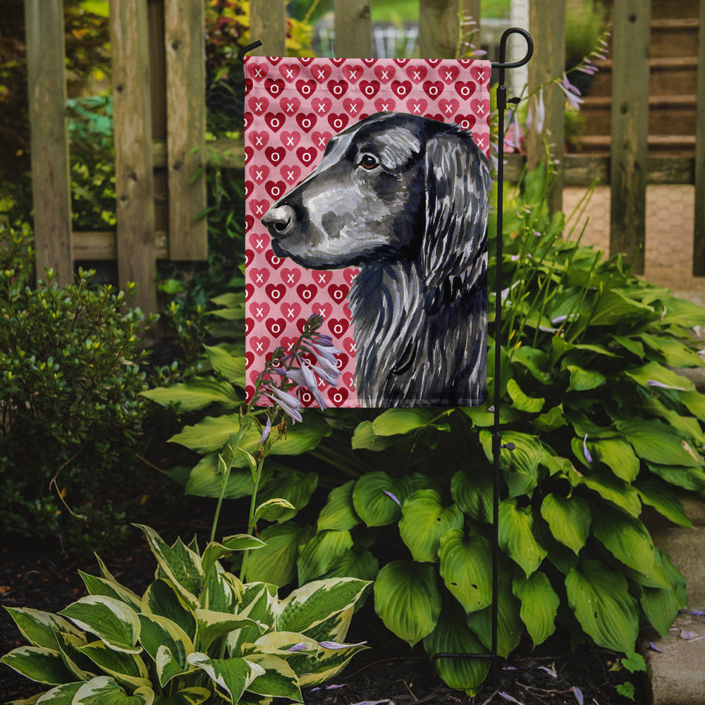 Flat Coated Retriever Hearts Love and Valentine's Day Portrait Garden Flag Mailbox Decorative Yard Banner Outside Patio Artwork for Flower Beds, Garden Size, Multicolor
