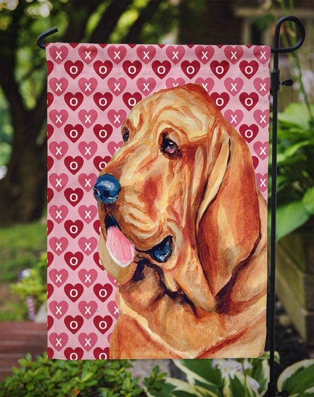 Bloodhound Hearts Love and Valentine's Day Portrait Garden Flag Mailbox Decorative Yard Banner Outside Patio Artwork for Flower Beds, Garden Size, Multicolor