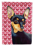 Min Pin Hearts Love and Valentine's Day Portrait Garden Flag Mailbox Decorative Yard Banner Outside Patio Artwork for Flower Beds, Garden Size, Multicolor
