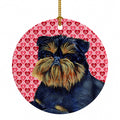 Brussels Griffon Hearts Love and Valentine's Day Portrait Ceramic Ornament Christmas Tree Hanging Decorations for Home Christmas Holiday, Party, Gift, 3 in, Multicolor
