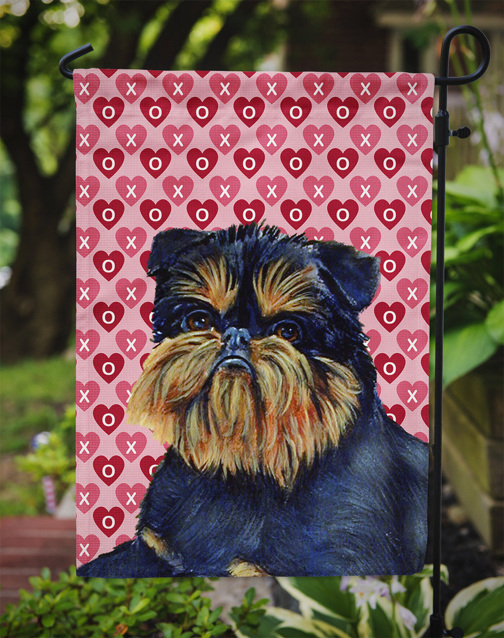 Brussels Griffon Hearts Love and Valentine's Day Portrait Garden Flag Mailbox Decorative Yard Banner Outside Patio Artwork for Flower Beds, Garden Size, Multicolor