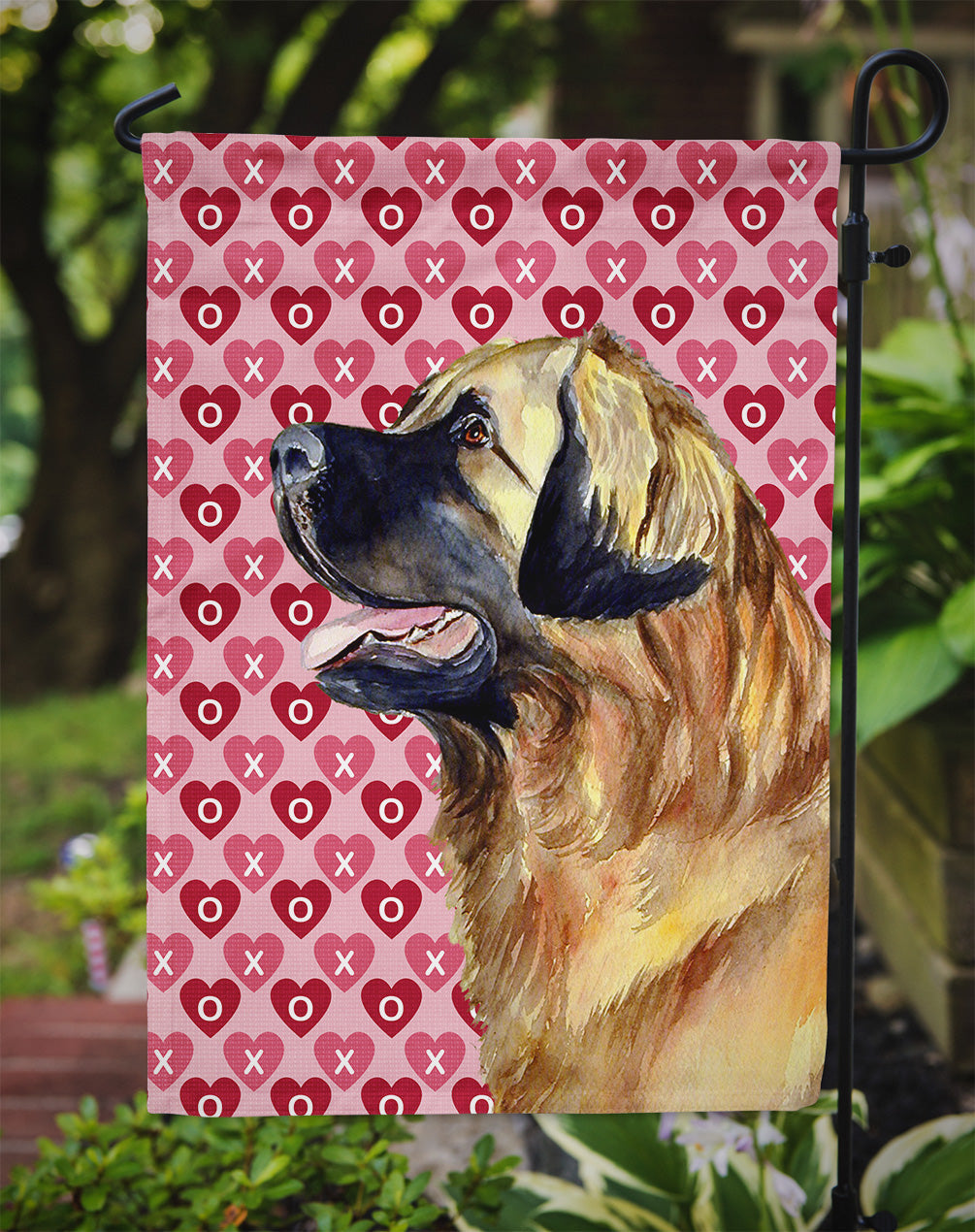 Leonberger Hearts Love and Valentine's Day Portrait Garden Flag Mailbox Decorative Yard Banner Outside Patio Artwork for Flower Beds, Garden Size, Multicolor