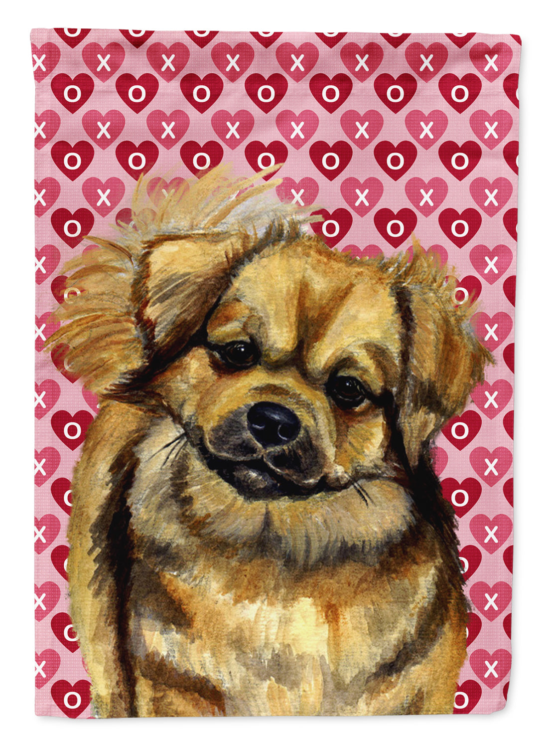 Tibetan Spaniel Hearts Love Valentine's Day Garden Flag Mailbox Decorative Yard Banner Outside Patio Artwork for Flower Beds, Garden Size, Multicolor