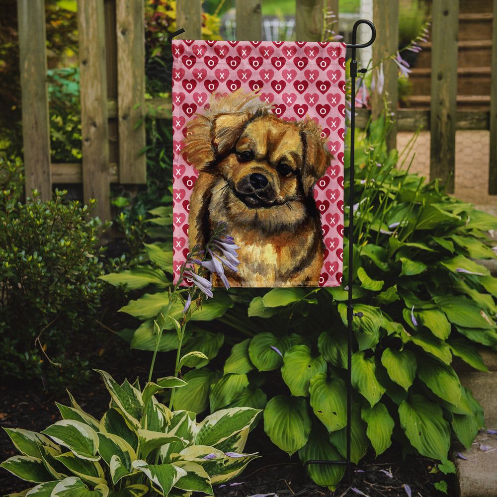 Tibetan Spaniel Hearts Love Valentine's Day Garden Flag Mailbox Decorative Yard Banner Outside Patio Artwork for Flower Beds, Garden Size, Multicolor