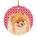 Pomeranian Hearts Love and Valentine's Day Portrait Ceramic Ornament Christmas Tree Hanging Decorations for Home Christmas Holiday, Party, Gift, 3 in, Multicolor