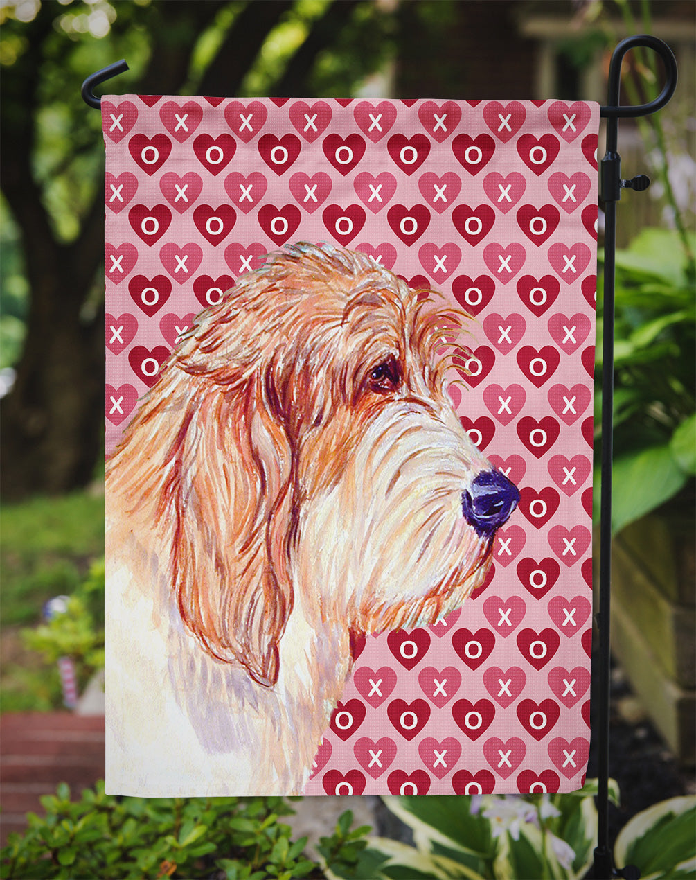 Petit Basset Griffon Vendeen Hearts Love Valentine's Day Garden Flag Mailbox Decorative Yard Banner Outside Patio Artwork for Flower Beds, Garden Size, Multicolor