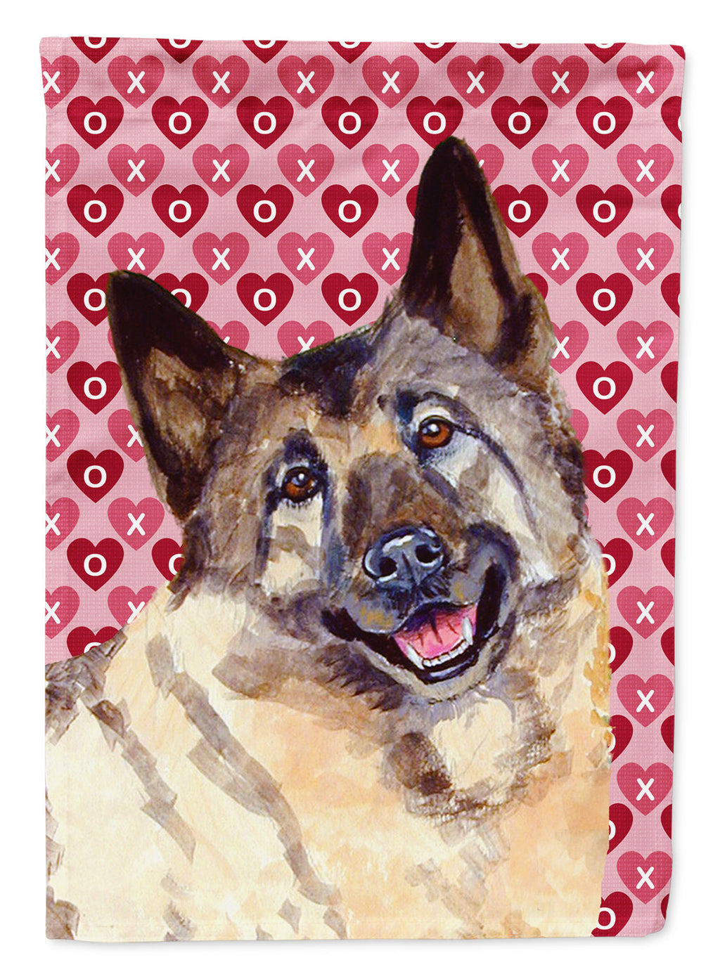 Norwegian Elkhound Hearts Love and Valentine's Day Portrait Garden Flag Mailbox Decorative Yard Banner Outside Patio Artwork for Flower Beds, Garden Size, Multicolor