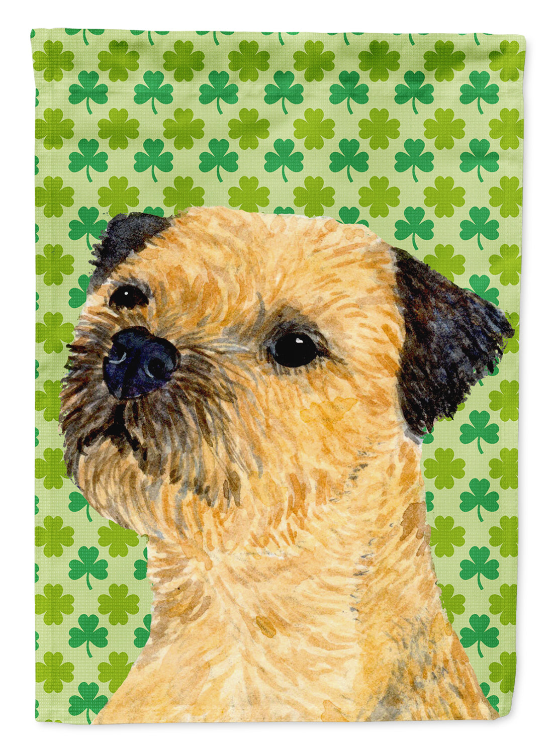 Border Terrier St. Patrick's Day Shamrock Portrait Garden Flag Mailbox Decorative Yard Banner Outside Patio Artwork for Flower Beds, Garden Size, Multicolor