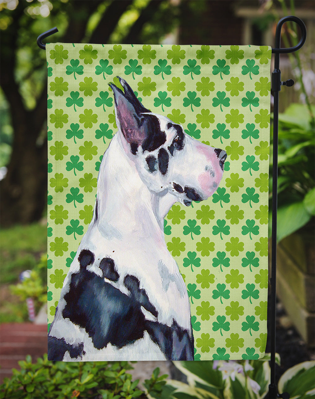 Great Dane St. Patrick's Day Shamrock Portrait Garden Flag Mailbox Decorative Yard Banner Outside Patio Artwork for Flower Beds, Garden Size, Multicolor