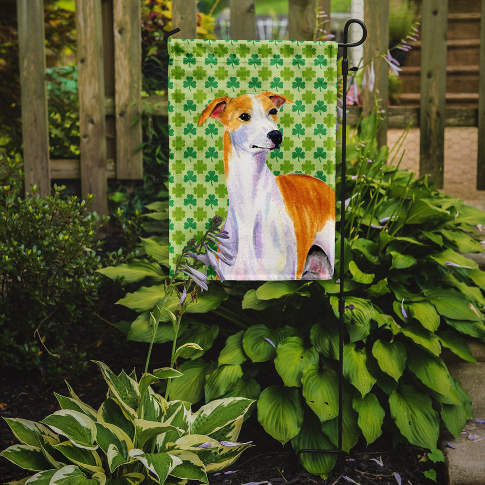 Whippet St. Patrick's Day Shamrock Portrait Garden Flag Mailbox Decorative Yard Banner Outside Patio Artwork for Flower Beds, Garden Size, Multicolor