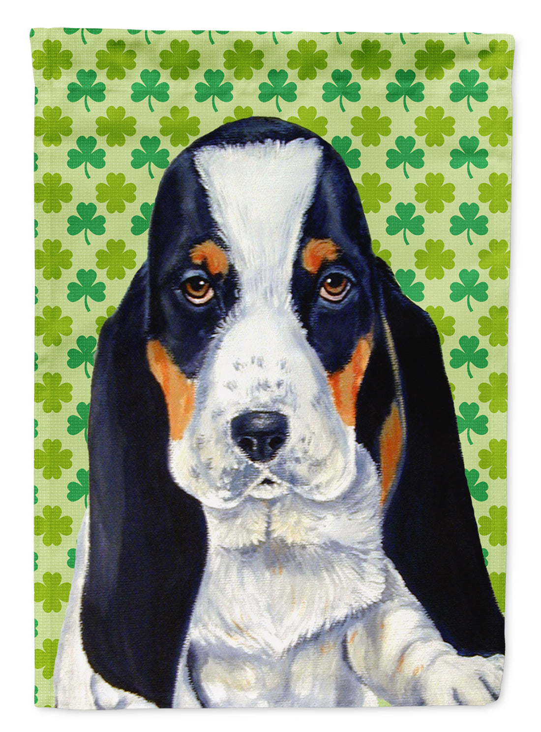 Basset Hound St. Patrick's Day Shamrock Portrait Garden Flag Mailbox Decorative Yard Banner Outside Patio Artwork for Flower Beds, Garden Size, Multicolor