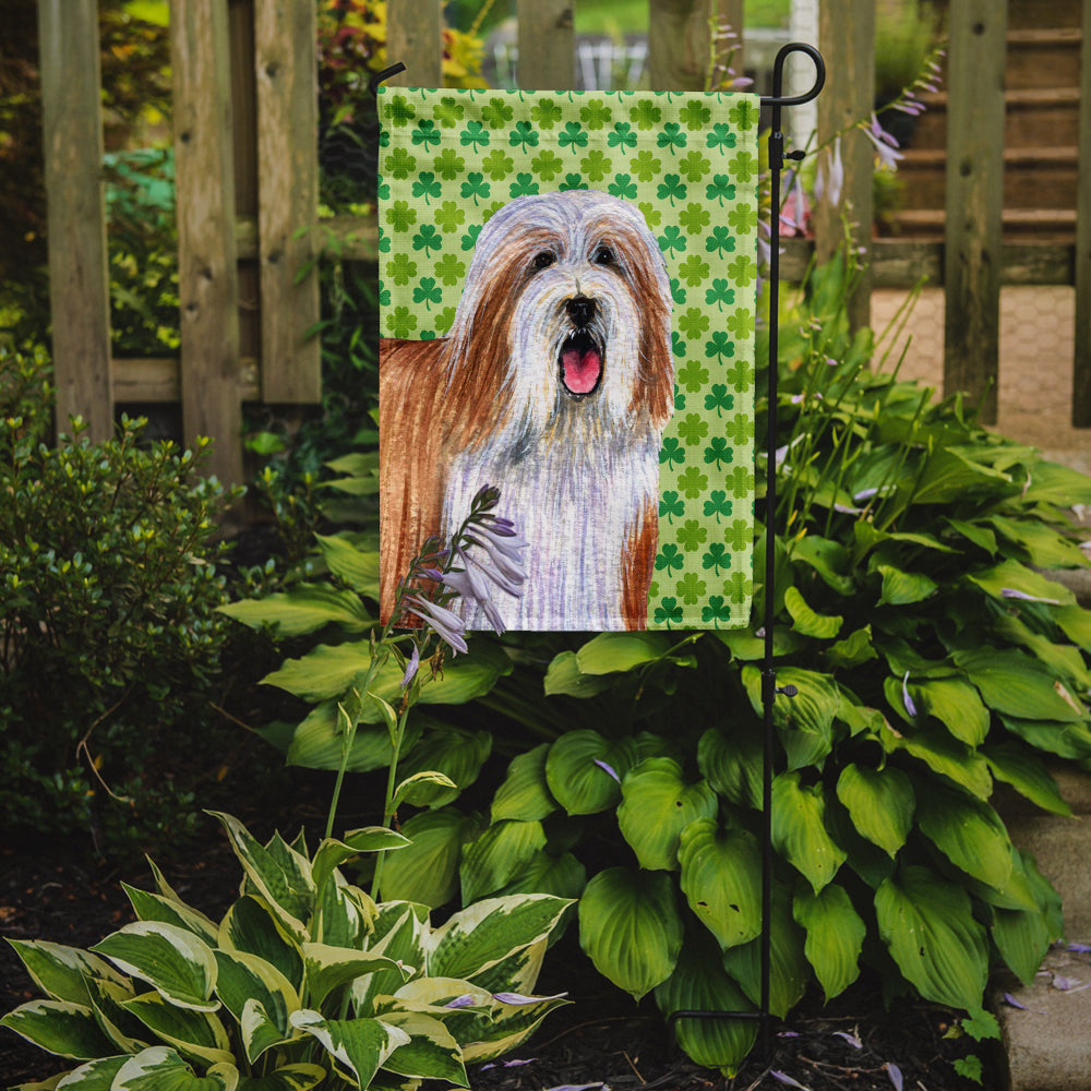 Bearded Collie St. Patrick's Day Shamrock Portrait Garden Flag Mailbox Decorative Yard Banner Outside Patio Artwork for Flower Beds, Garden Size, Multicolor