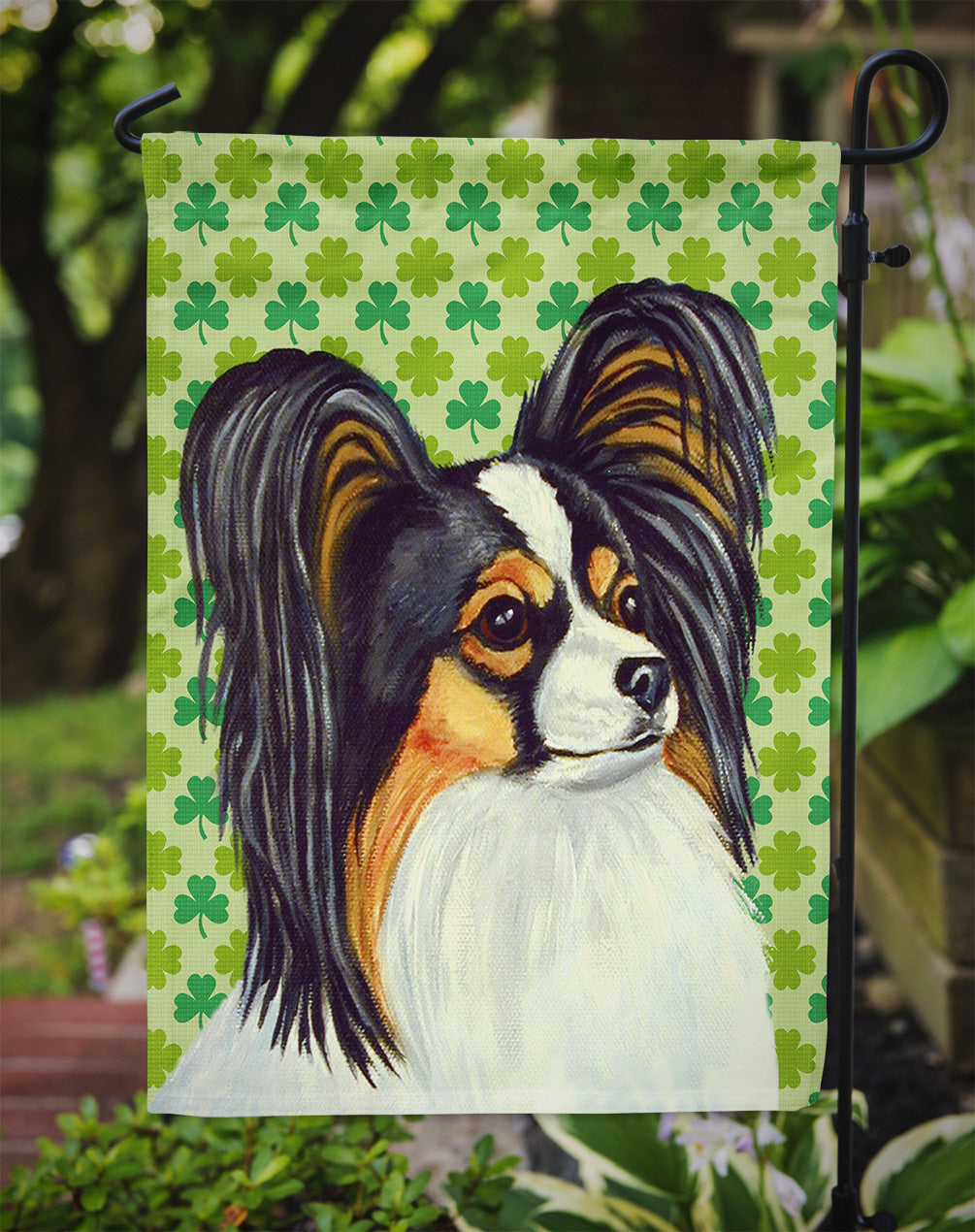 Papillon St. Patrick's Day Shamrock Portrait Garden Flag Mailbox Decorative Yard Banner Outside Patio Artwork for Flower Beds, Garden Size, Multicolor