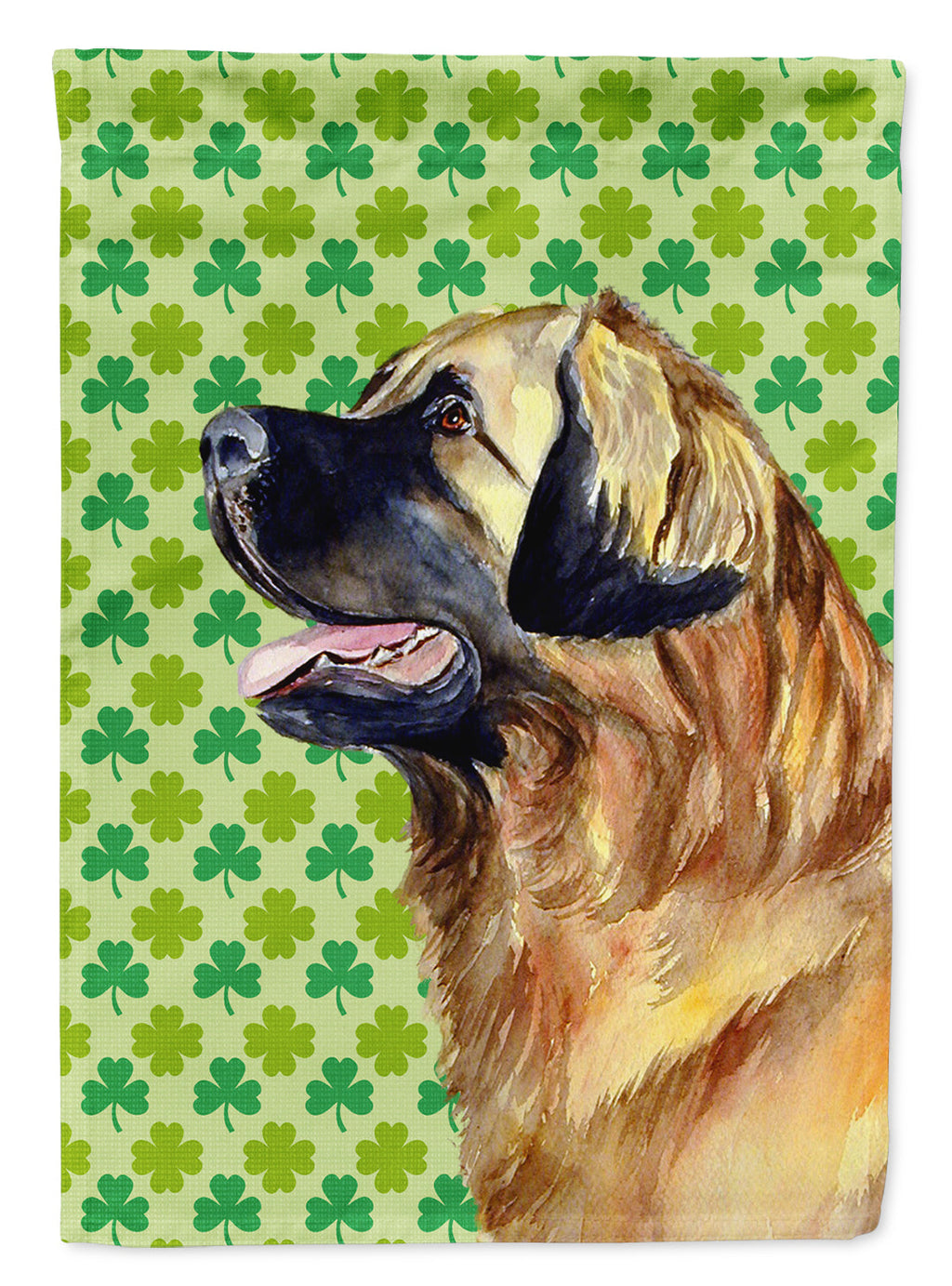 Leonberger St. Patrick's Day Shamrock Portrait Garden Flag Mailbox Decorative Yard Banner Outside Patio Artwork for Flower Beds, Garden Size, Multicolor
