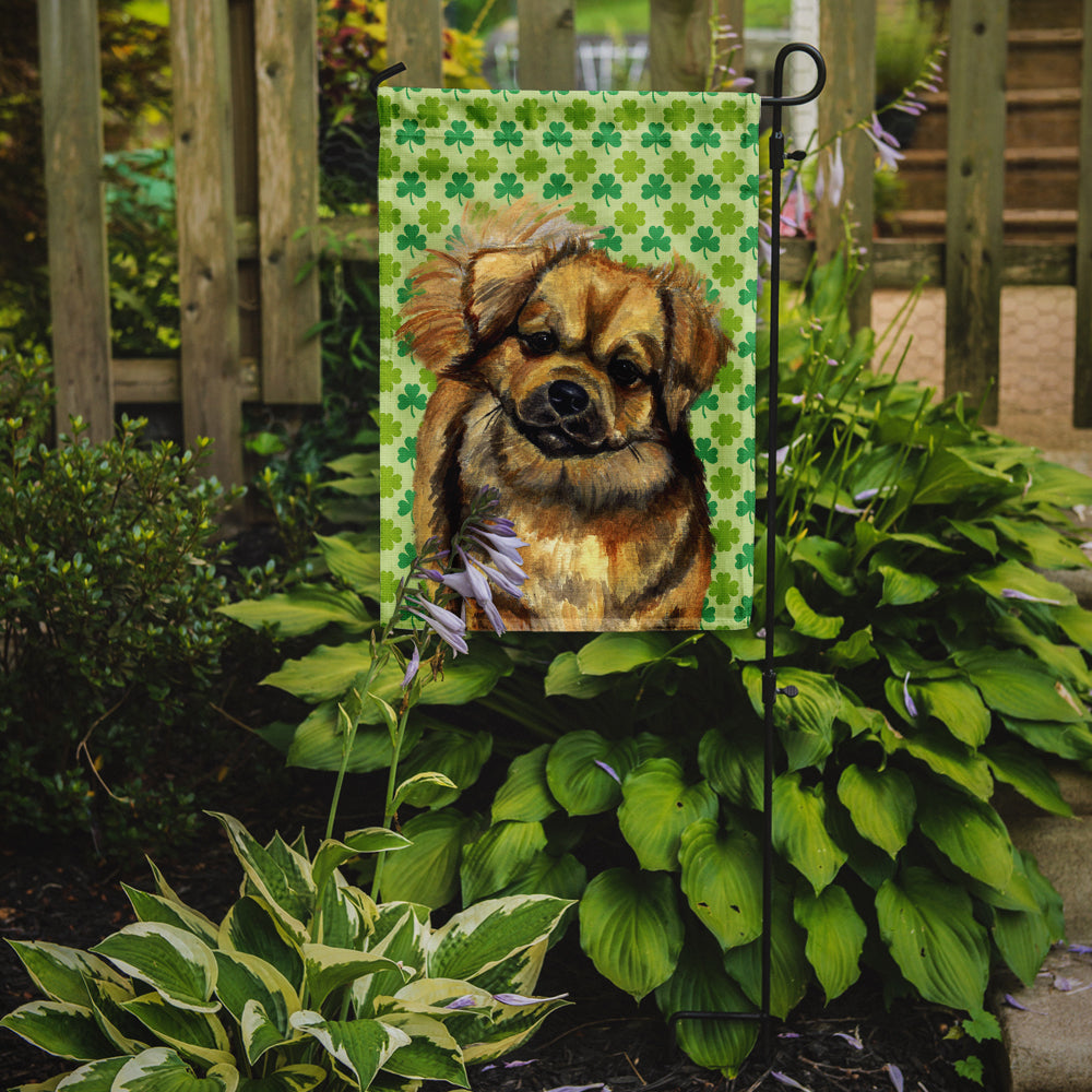 Tibetan Spaniel St. Patrick's Day Shamrock Portrait Garden Flag Mailbox Decorative Yard Banner Outside Patio Artwork for Flower Beds, Garden Size, Multicolor