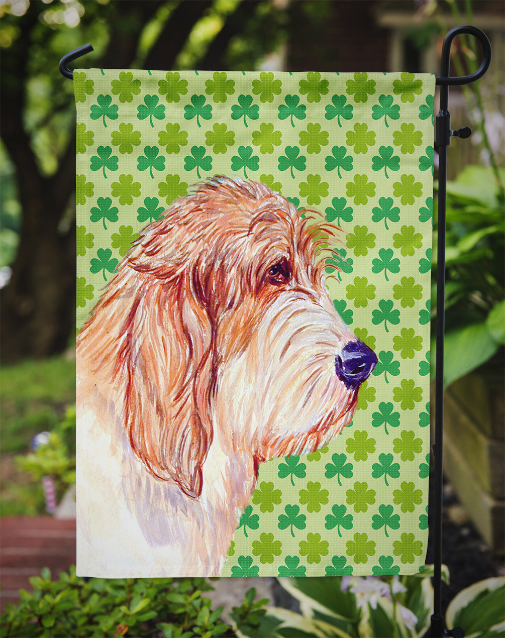 Petit Basset Griffon Vendeen St. Patrick's Day Shamrock Garden Flag Mailbox Decorative Yard Banner Outside Patio Artwork for Flower Beds, Garden Size, Multicolor